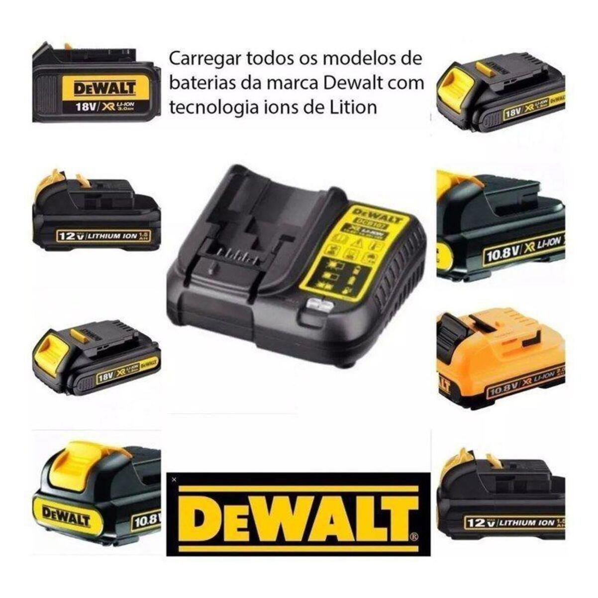 Carregador 1,25ah 12 A 20v Bivolt Dcb107-Br Dewalt