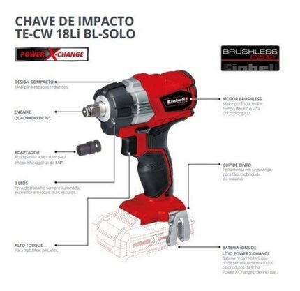 Chave de Impacto 1/2″ TE-CW 18 LI BL-SOLO EINHELL