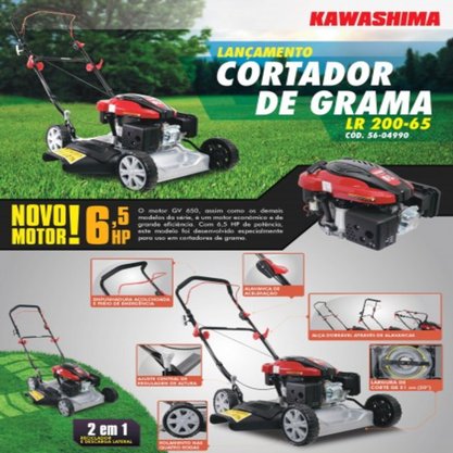 Cortador de Grama Gas. LR200H-65 2 em 1 6,5HP KAWASHIMA