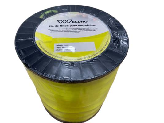 Fio de Nylon Bobina Roçadeiras 3,00mm Quadrado Amarelo Weldro