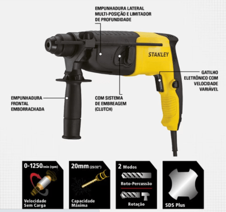 Martelete Perfurador SDS Plus 620w 127V STHR202K STANLEY