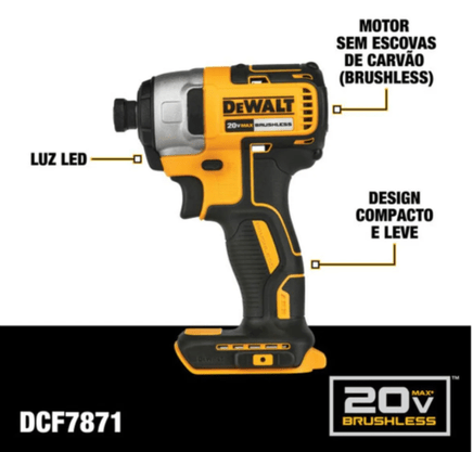 Parafusadeira de Impacto 1/4 20V MAX DCF7871B DEWALT