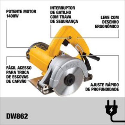 Serra Mármore Com Kit Refrigeração 125mm 220V 1400W DEWALT