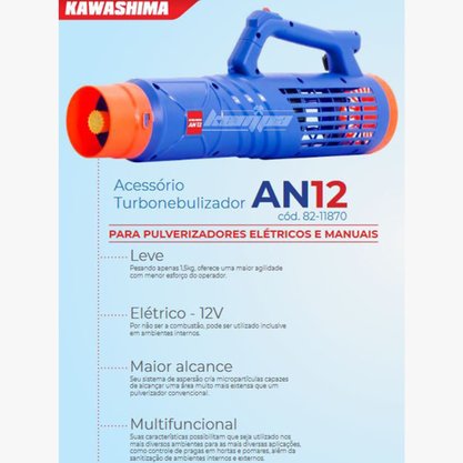 Turbonebulizador Elétrico Bateria 12V AN12 KAWASHIMA